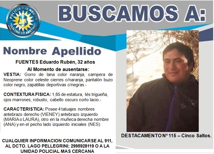 Buscan a un hombre que desapareció en la zona del Lago Pellegrini