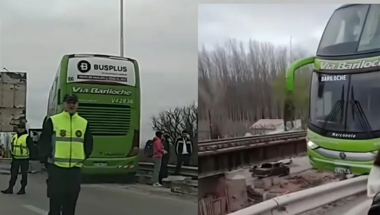 puente Cipolletti-Neuquén: Un colectivo casi cae al vacío