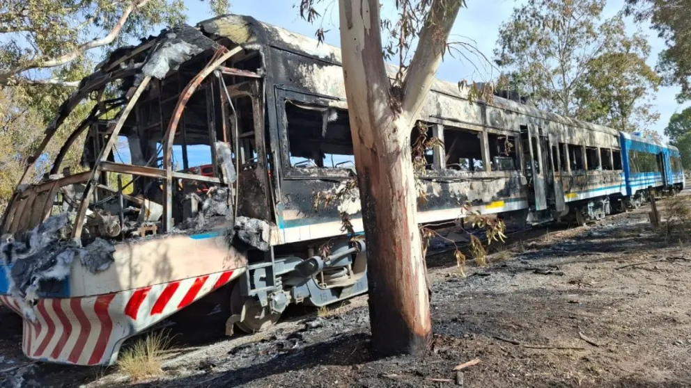 Incendiaron una formación del Tren del Valle y el servicio quedó gravemente afect...